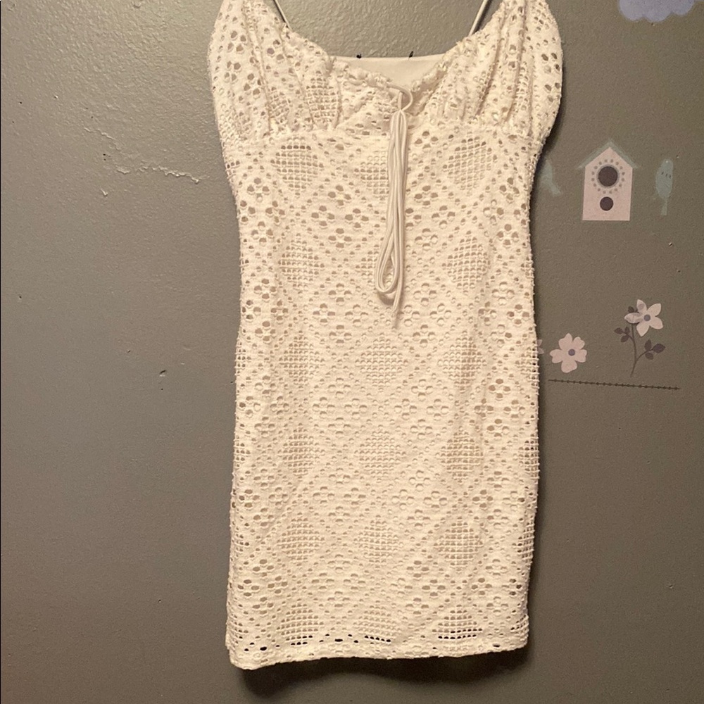 🤍White Sleeveless Tie Front Mini Sheath Dress